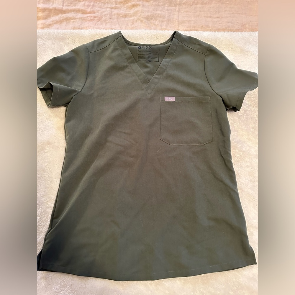 Figs Catarina One Pocket Scrub Top XS Moss